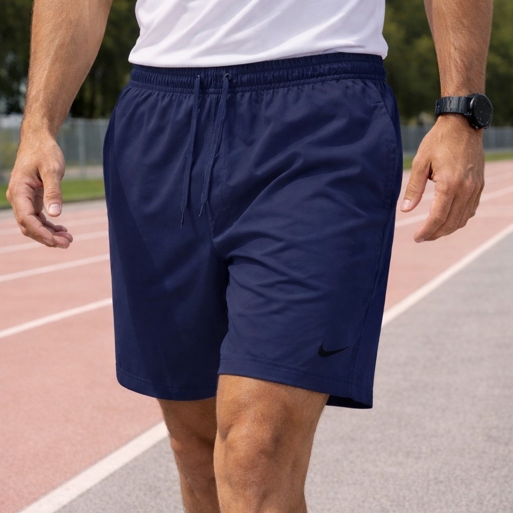 Nike Foam dry-fit Navy Drawstring Athletic training Shorts with Subtle Logo